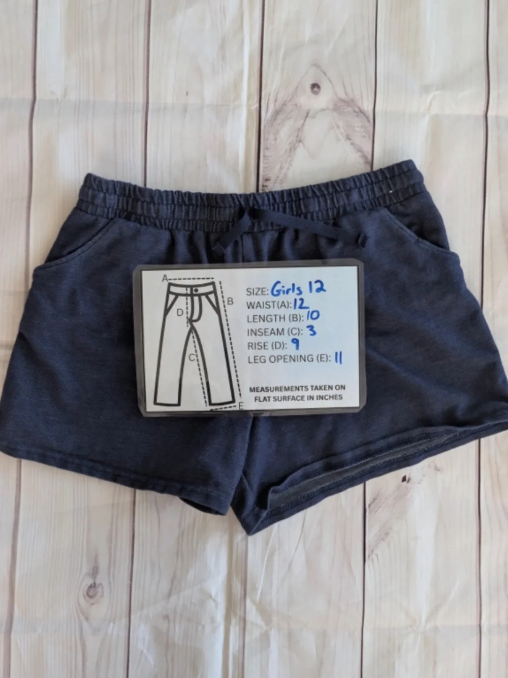 Carter’s Girls youth Blue Denim look shorts stretch Size 12 drawstring